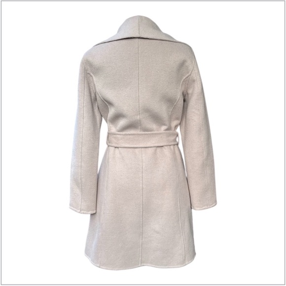 TAHARI Women’s Ella  Double Face Wool Wrap Coat w/Tie Belt in Soft Almond Sz: XS - Picture 6 of 13